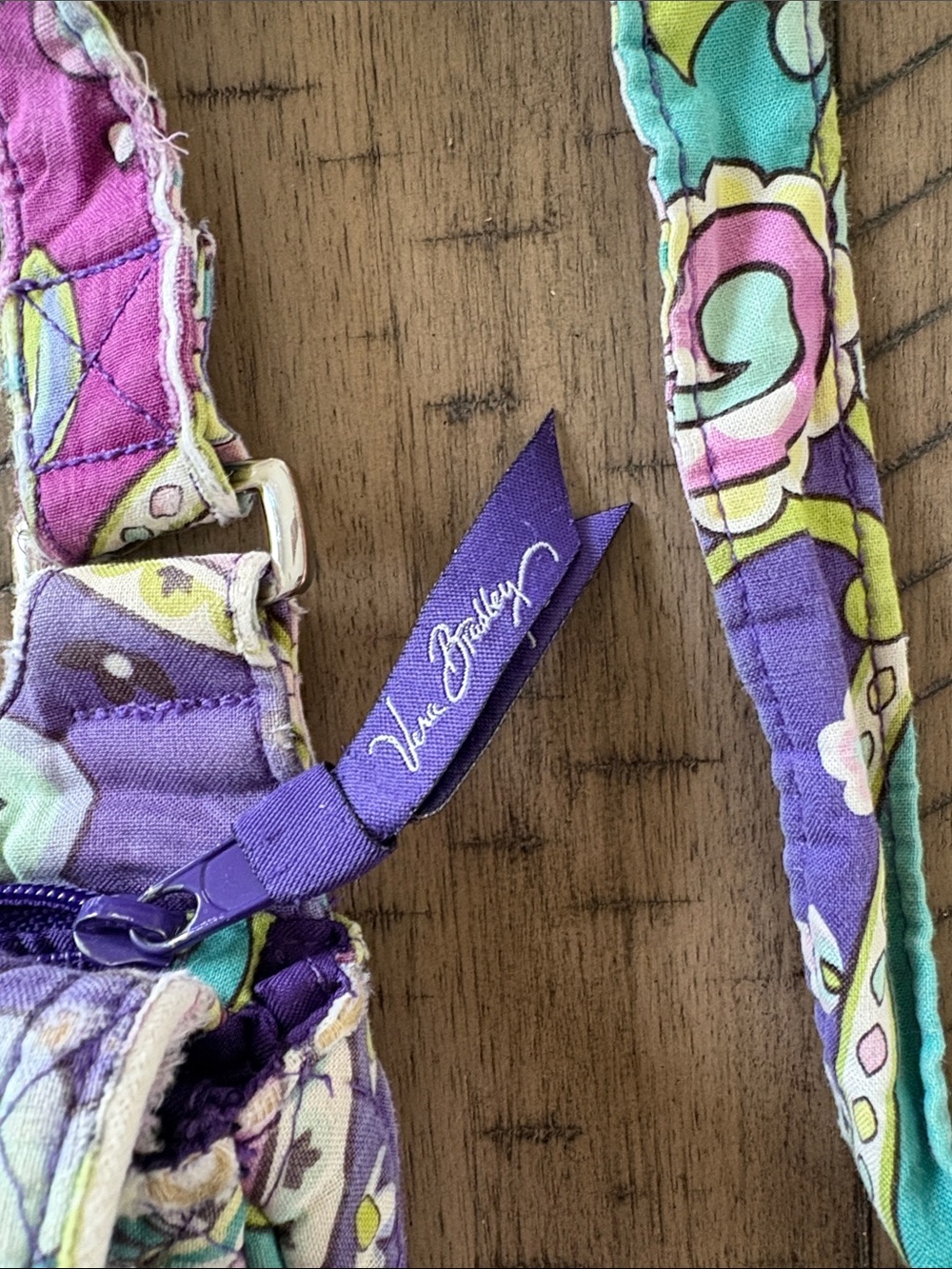 Vera Bradley Purple and Teal Quilted Paisley Crossbody - Picture 2 of 11